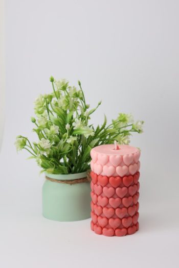 Handgemachte Ombre Herz Kerze – Romantische Deko in Rosa & Rot | Valentinstag & Geschenkidee