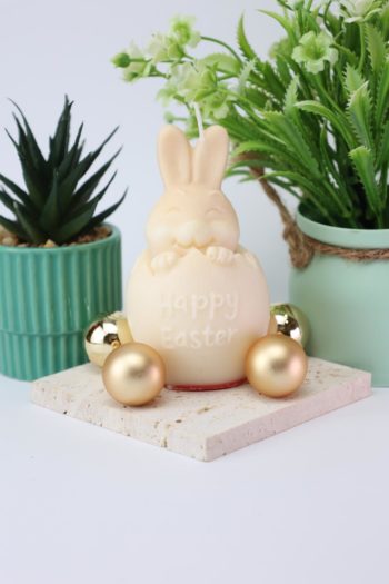 Handgemachte Osterhasen Kerze – „Happy Easter“ | Niedliche Frühlings‑ & Osterdeko